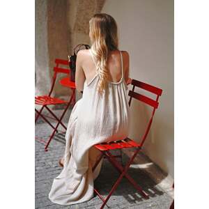 Béžové bavlnené dlhé šaty Marina
