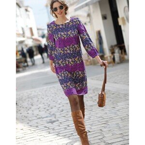 Blancheporte Rovné šaty s potlačou kvetín indigo/fialová 36