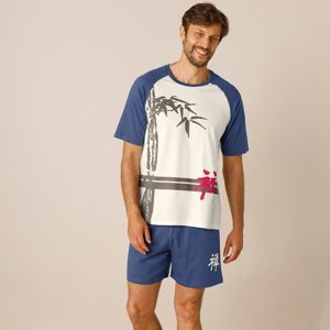 Blancheporte Pyžamo so šortkami s motívom bambusu ražná/indigo 107/116 (XL)