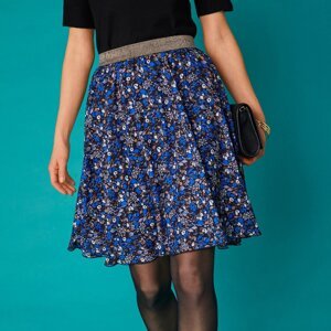 Blancheporte Krátka rozšírená sukňa s potlačou kvetín modrá 50