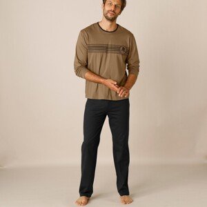 Blancheporte Pyžamo s nohavicami a dlhým rukávom čokoládová/čierna 107/116 (XL)