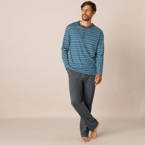 Blancheporte Pruhované pyžamo s nohavicami a tuniským výstrihom antracitová/modrá 97/106 (L)