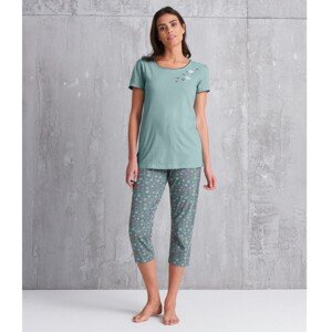 Blancheporte Pyžamové tričko s potlačou kvetín a krátkymi rukávmi zelenkastá 50