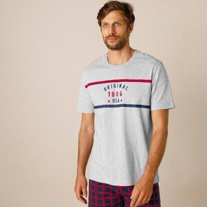 Blancheporte Pyžamové tričko s krátkymi rukávmi, polycoton sivý melír 77/86 (S)