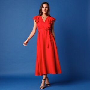 Blancheporte Volánové šaty s krátkymi rukávmi červená 44