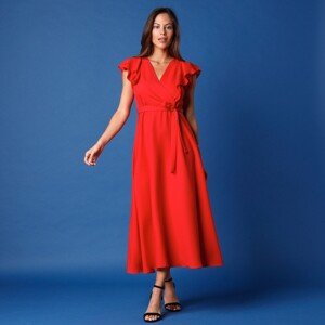 Blancheporte Volánové šaty s krátkymi rukávmi červená 48