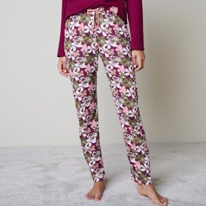 Blancheporte Pyžamové nohavice s celopotlačou kvetín bordó/ružová 52