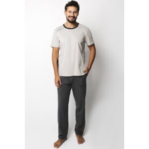 Pánske pyžamo Italian Fashion Abel Béžovo-sivá XL