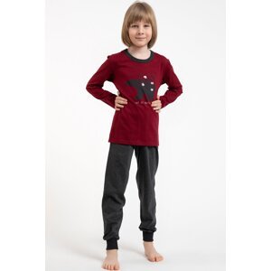Chlapčenské pyžamo Italian Fashion Morten - dlhé bavlnené Bordová 8 let