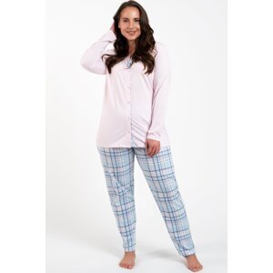 Materské pyžamo Italian Fashion Emilly - dlhé bavlnené Svetloružová-modrá 2XL