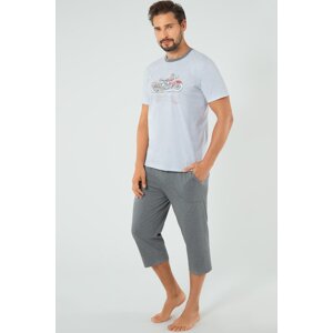 Pánske pyžamo Italian Fashion Junák - trojštvrťové Sivo-tmavosivá S