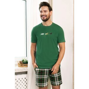 Pánske pyžamo Italian Fashion Seward - krátké z bavlny Zelená 2XL