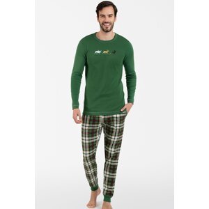 Pánske pyžamo Italian Fashion Seward - dlouhé bavlněné Zelená L