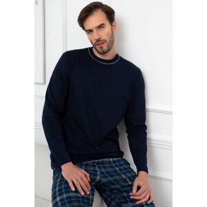 Pánske pyžamo Italian Fashion Ruben - dlhé bavlnené Tmavomodrá XL