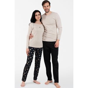 Pánske pyžamo Italian Fashion Zermat - bavlna Béžovo-čierna 2XL