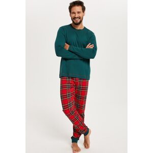 Pánske pyžamo Italian Fashion Narwik - dlhé bavlnené Tmavozelená L