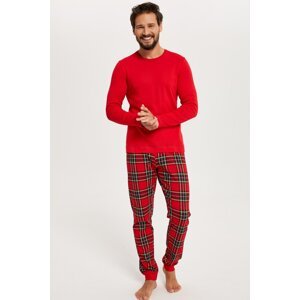 Pánske pyžamo Italian Fashion Narwik - dlouhé bavlněné Červená L
