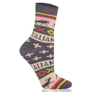 Dámske ponožky Italian Fashion S161D Asama - dlhé Tmavo sivá - zelená 35-38