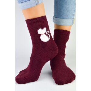 Dámske ponožky Noviti SB034 s kočkou Bordová 36-41