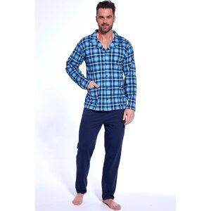 Pánske pyžamo Cornette 114/76 - propínací Tmavomodrá - modrá 2XL