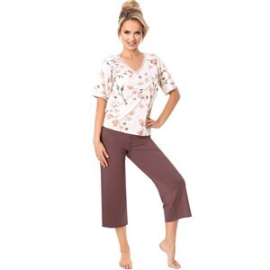 Dámské 3/4 pyžamo Donna Amaris - viskóza Ecru-hnedá 2XL(44)