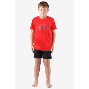Bavlněné chlapecké pyžamo krátké Gina 69004P Červeno-čierna 140-146